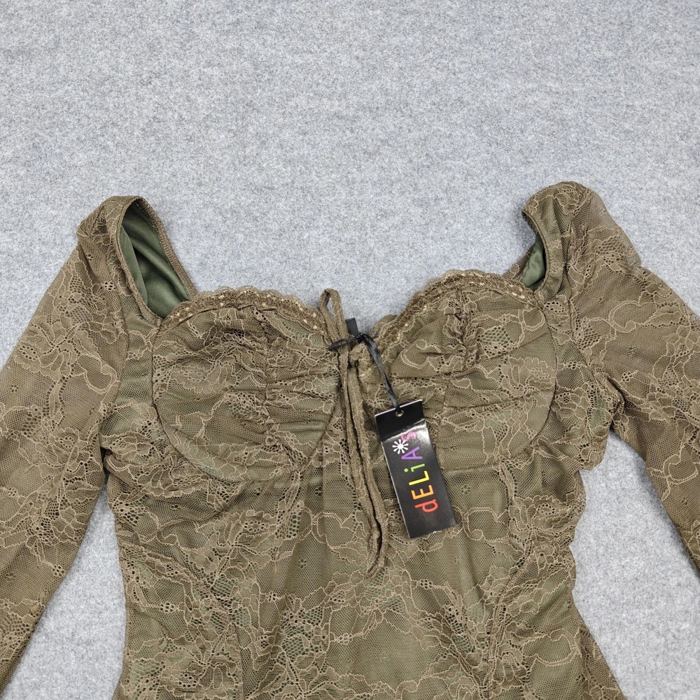 DELiA*s Dress Womens XXL Green Lace Fit & Flare Off Shoulder Mini Dolls Kill New - Picture 2 of 10